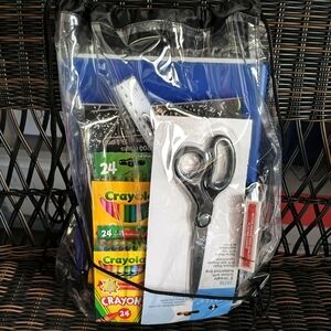 20 $ SALE!- Clear Book Bag-New with School Supplies K-12